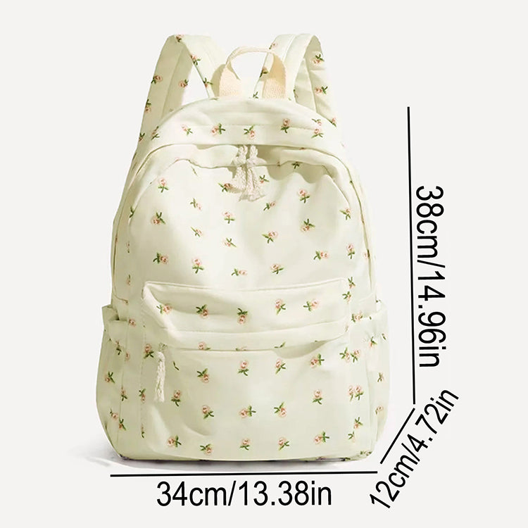 Pretty Flower Print Women's Canvas Backpack